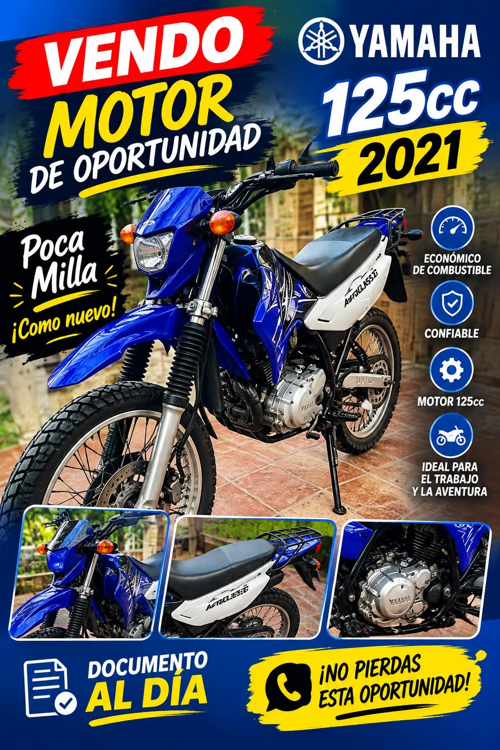 Motos - Motor Yamaha 125cc 
Años 2021
Única du